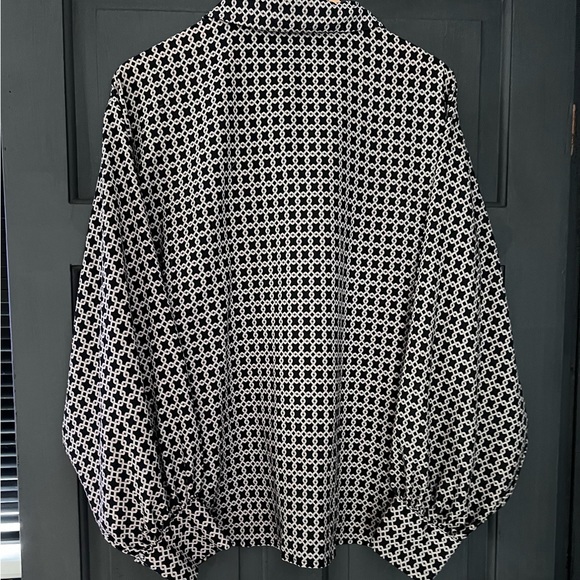 Ladies In The Style Geometric Print Ballon Long Sleeve Blouse Shirt Size 18 - Picture 3 of 10